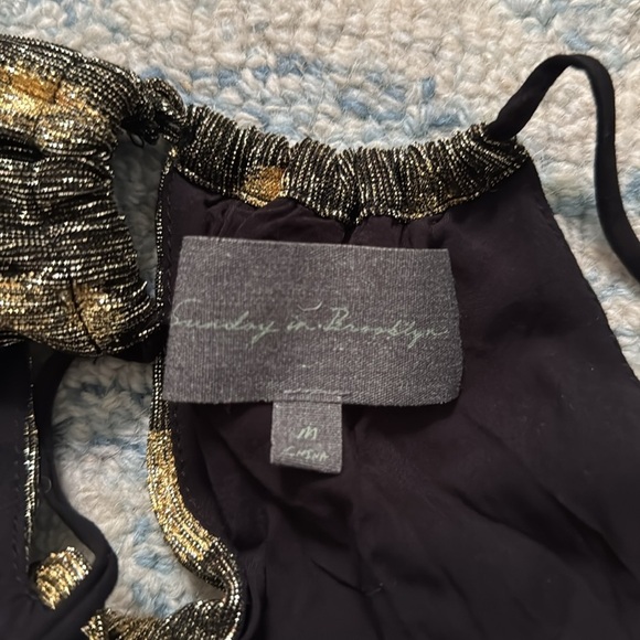 Sunday in Brooklyn, Long, gold black polkadot elastic waist cocktail dress M - Picture 5 of 7